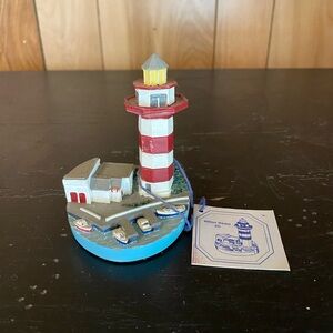 Lighthouse Sculpture Spoontiques Hilton Head Harbor Boat Dock Red White Striped